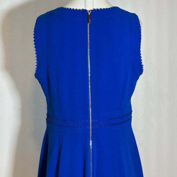 NWOT Calvin Klein Blue Sleeveless Scallop Detail Fit & Flare Dress Womens Sz 10 - Picture 8 of 12